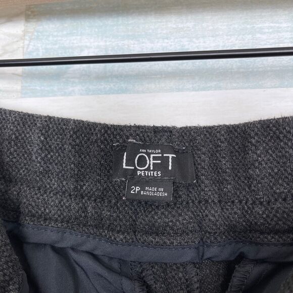 LOFT Melange Knit Ankle Joggers Gray Mid Rise Stretch Casual Womens 2P 2 Petite - Picture 6 of 8